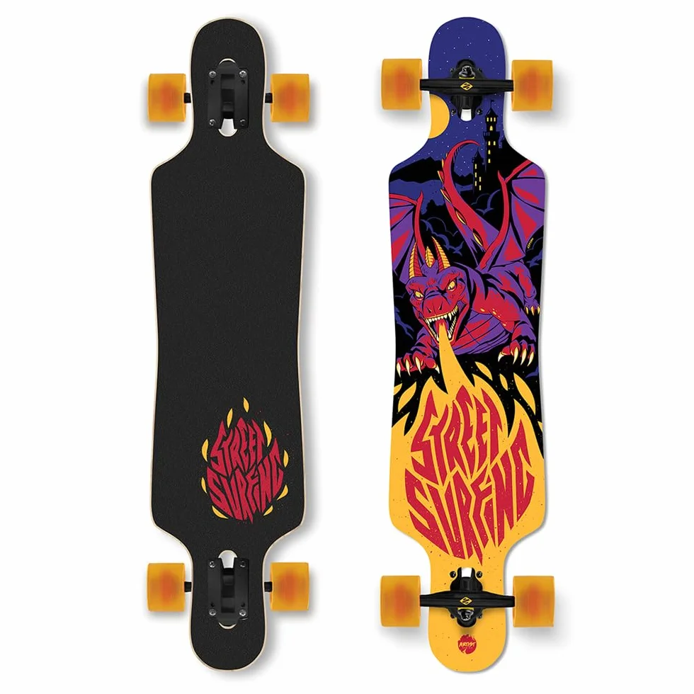 Bahamut Longboard Drop Through Freeride 39" Maple Curve Ejes Reverse Kingpin Ruedas 70 mm