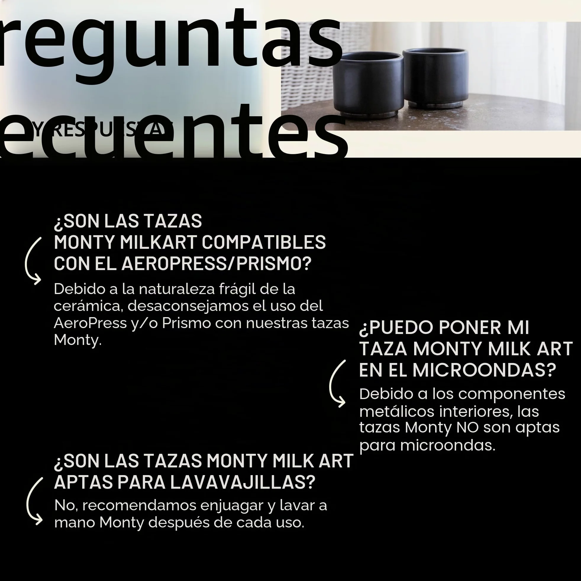 Fellow Monty | Tazas de espresso para arte latte | Demitazas de cerámica, pequeñas, de doble pared | Negro mate con base de grafito | Tazas de 90 ml (juego de 2)