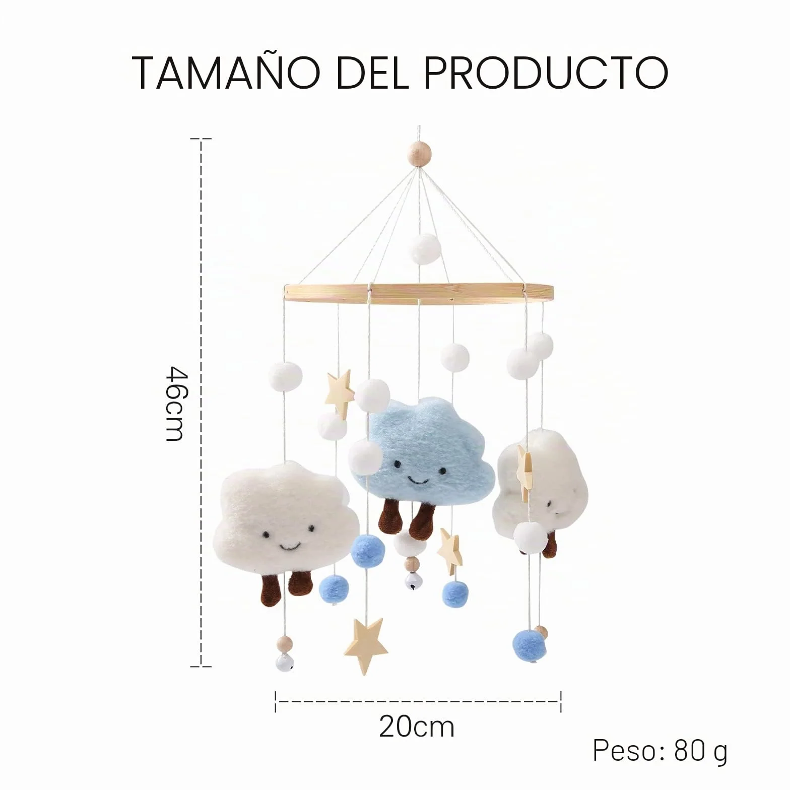 Mobile baby Cloud Wind Games felt Balls Sweet Cloud Mobile baby Room ganchillo de madera Mobile BABY Bed Bell colgante cuna cambio de mesa decoración Cloud Mobile Crib Deco Bedbell