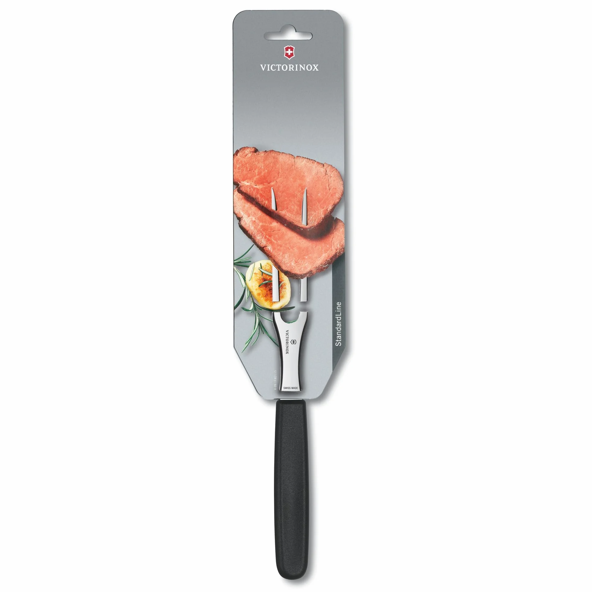 Victorinox Swiss Classic, Tenedor profesional para trinchar, Hoja extra afilada, 15 cm, Mango robusto de plástico, Acero inoxidable, negro