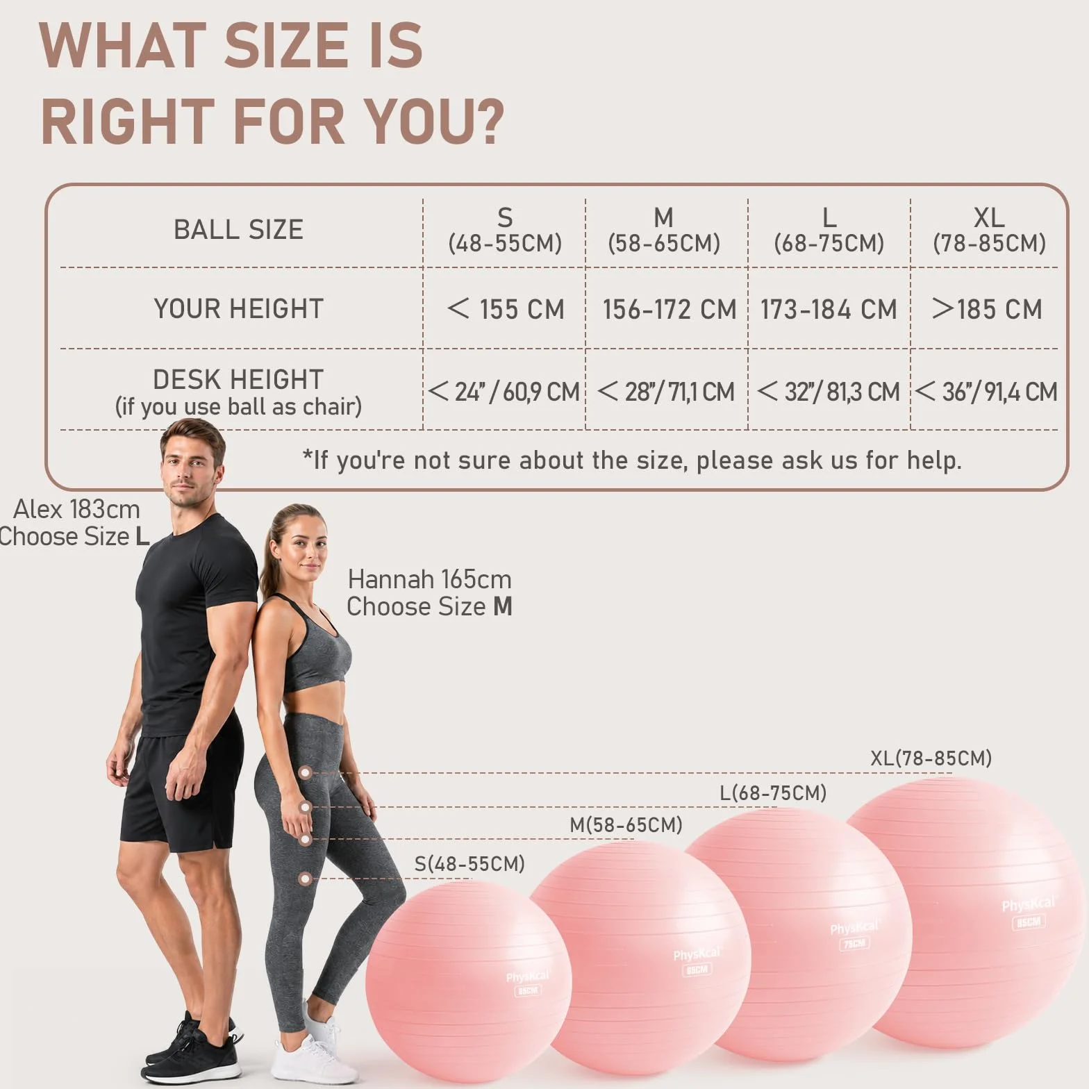 PhysKcal Fitball Anti-pinchazos 55cm 65cm 75cm 85cm Incluye Inflador