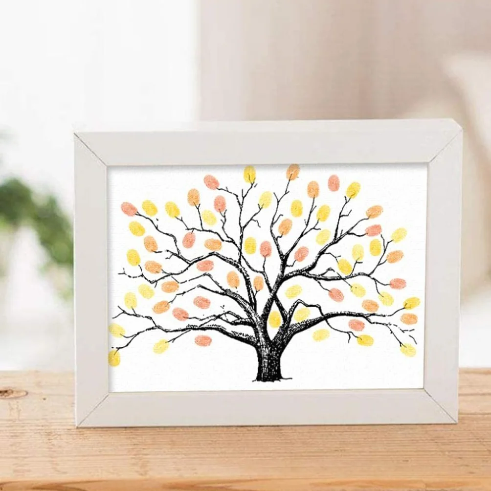 LOVIVER Boda, Huella de Digital, árbol, Pintura de, Firma de Bodas, Libro de, Amarillo, Individual