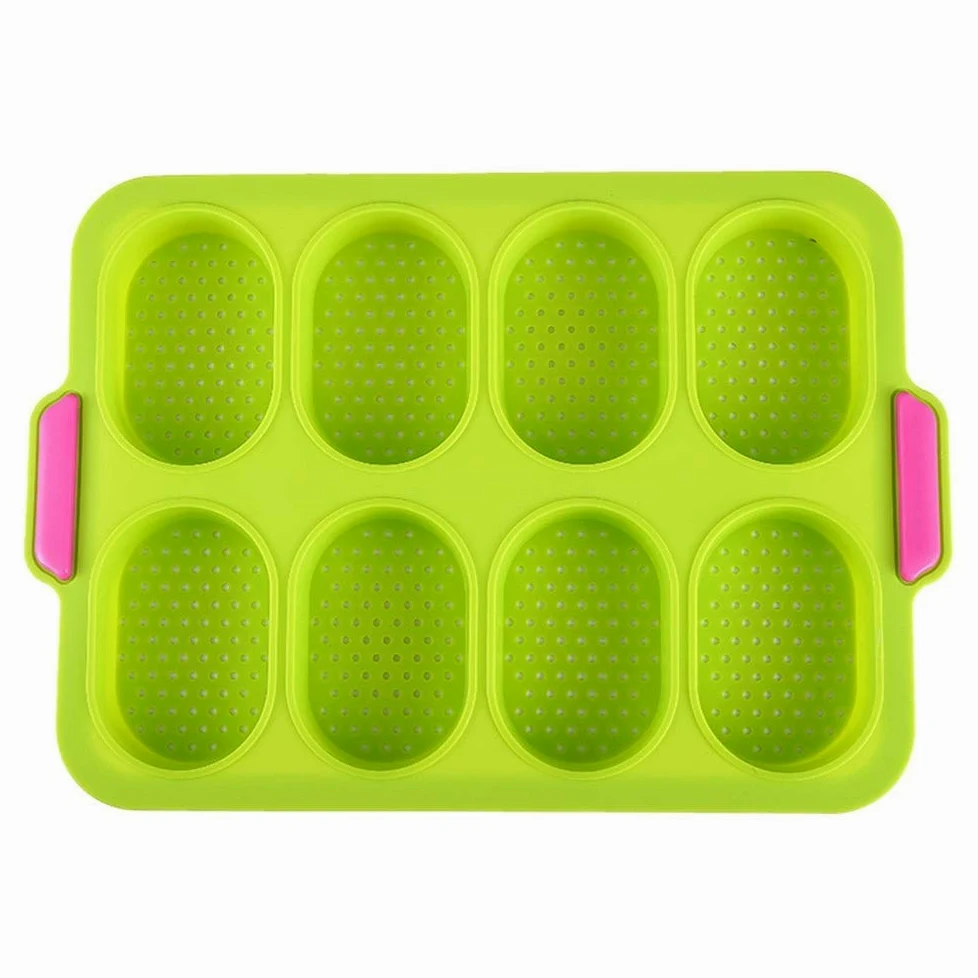 Moldes para Hornear Pan molde de la torta del silicón Baguette hornada hornear el pastel bricolaje Herramienta para La Cocina(Verde)