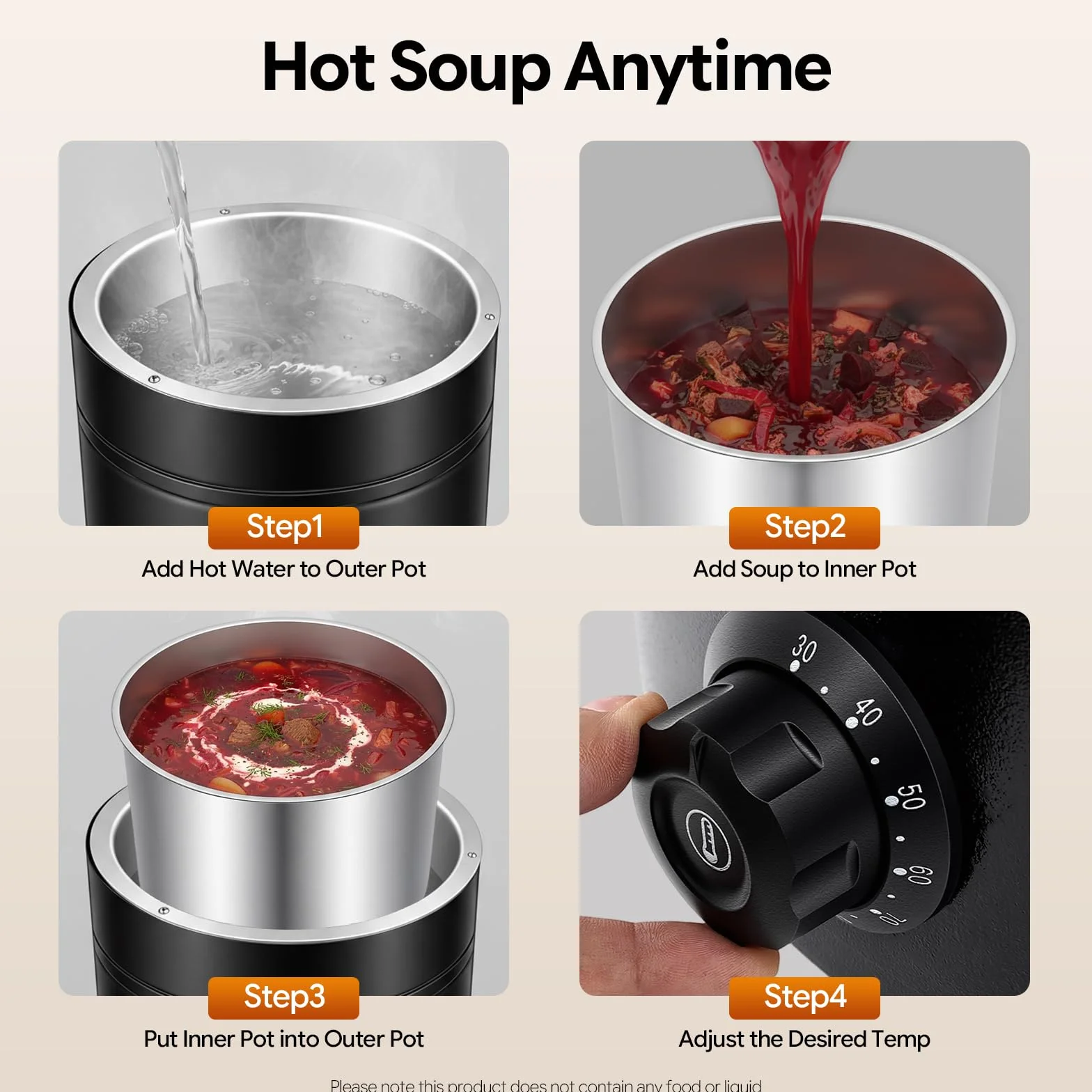 Multicooker eléctrica, 12 L, calentador de sopa, olla caliente eléctrica portátil, hervidor de sopa de 400 W, para calentar estofados, quesos, hervidas incluso bebidas calientes