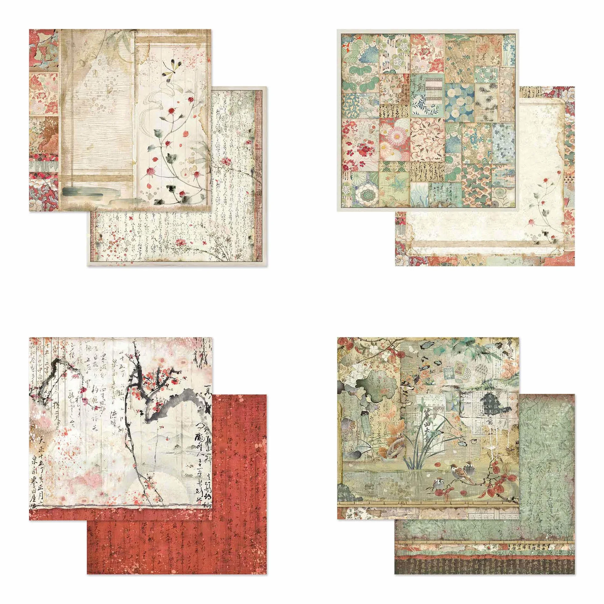 STAMPERIA SBBS09 Oriental Garden-Bloc de Papel (10 Hojas, 20,3 x 20,3 x 8 Pulgadas, Doble Cara), Multicolor, talla única