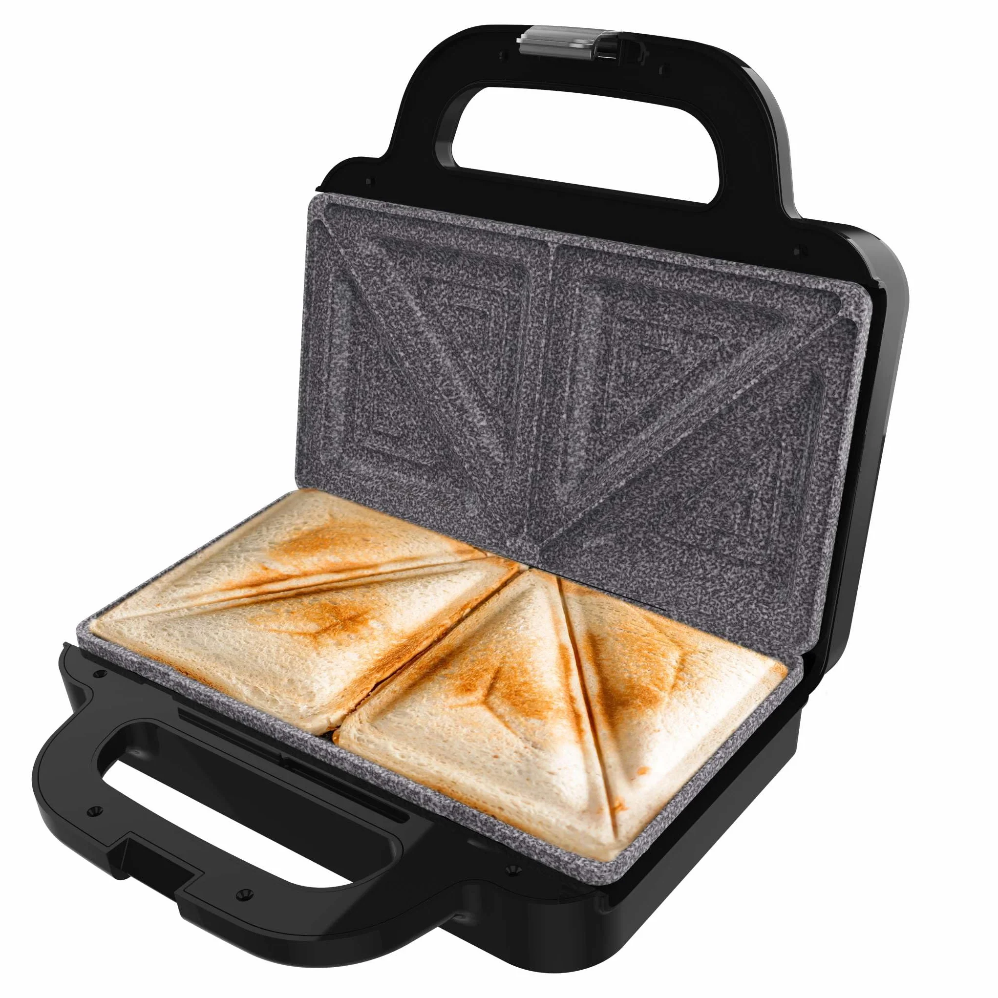 Cecotec Sandwichera Rock'nToast Deep Classic, 1000 W, Mayor amplitud, Placa triangulares, Tostado uniforme, Revestimiento RockStone, Capacidad 2 Sándwiches, Libre de PFOA