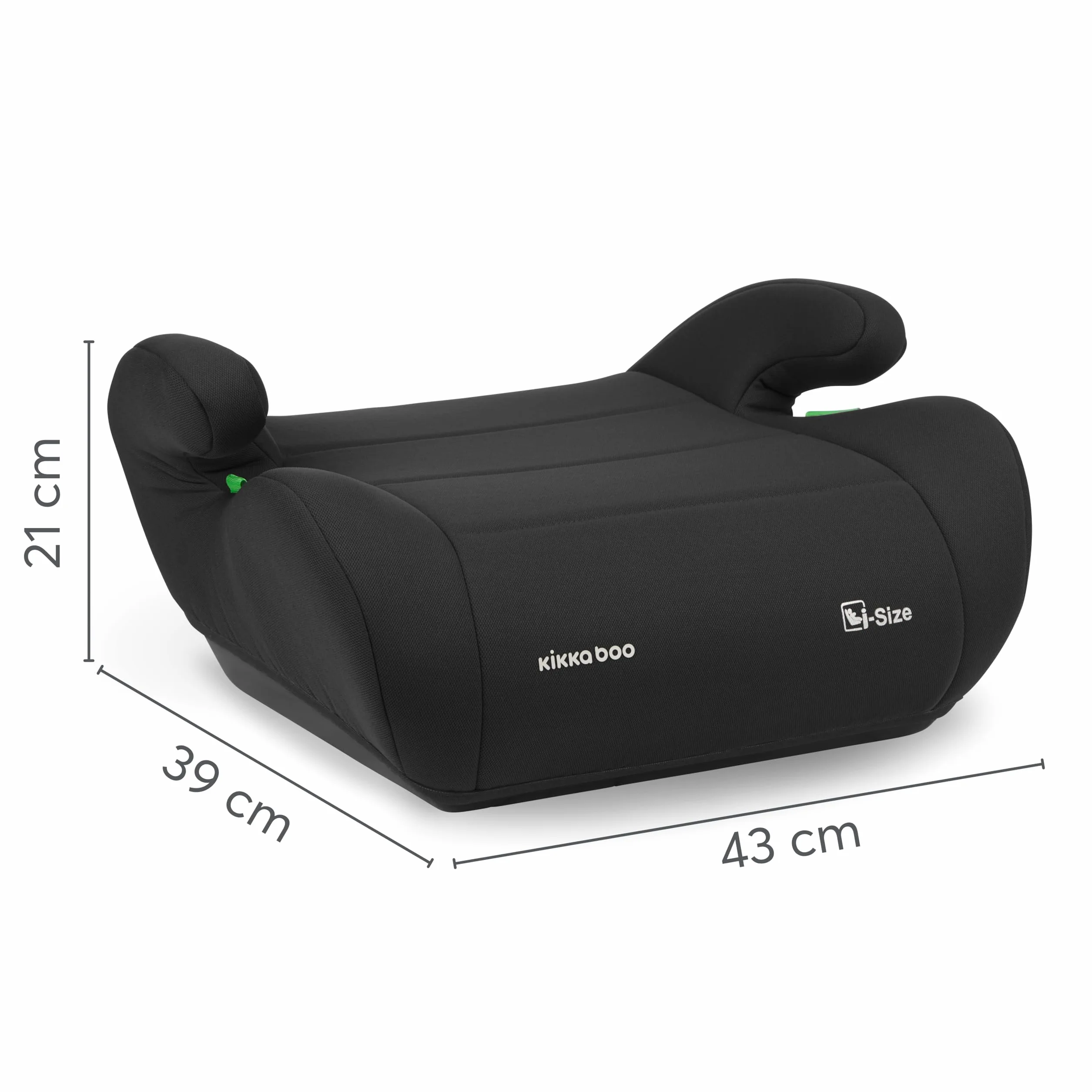 KikkaBoo Alzador Coche Niño i-UP, i-Size, 125-150 cm, Silla Coche Grupo 3, de 7 a 12 años, de 22 a 36 kg, Elevador Coche, Fácil Instalación con Cinturón, Negro