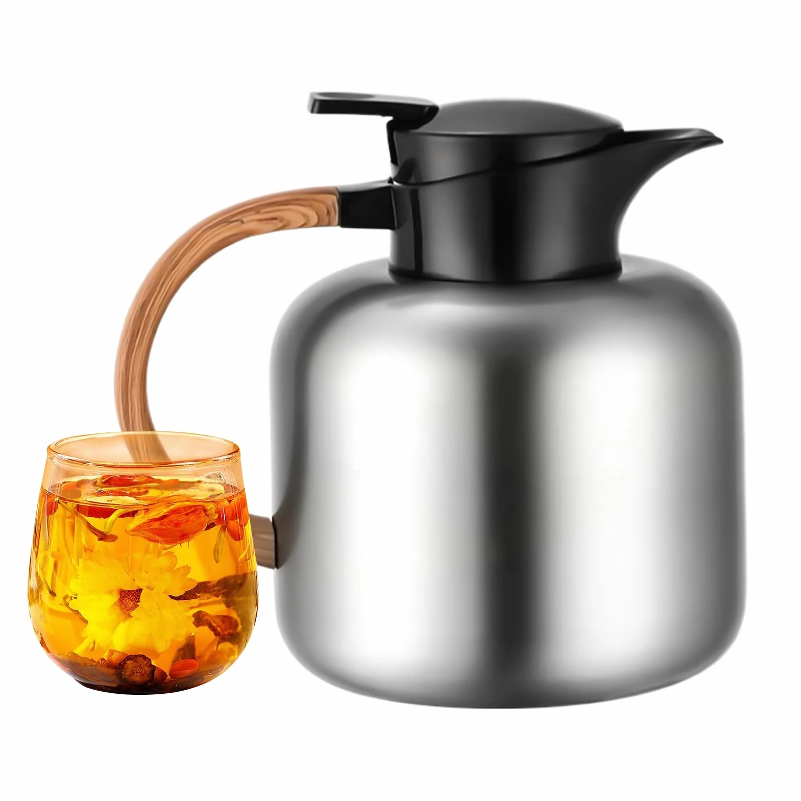 Jarra De Café Térmica 2L Aislamiento Al Vacío | Jarra De Café De Gran Capacidad Para Mesilla De Noche Para Hogar, Oficina, Apartamento, , Restaurante, Acampada, , Té,