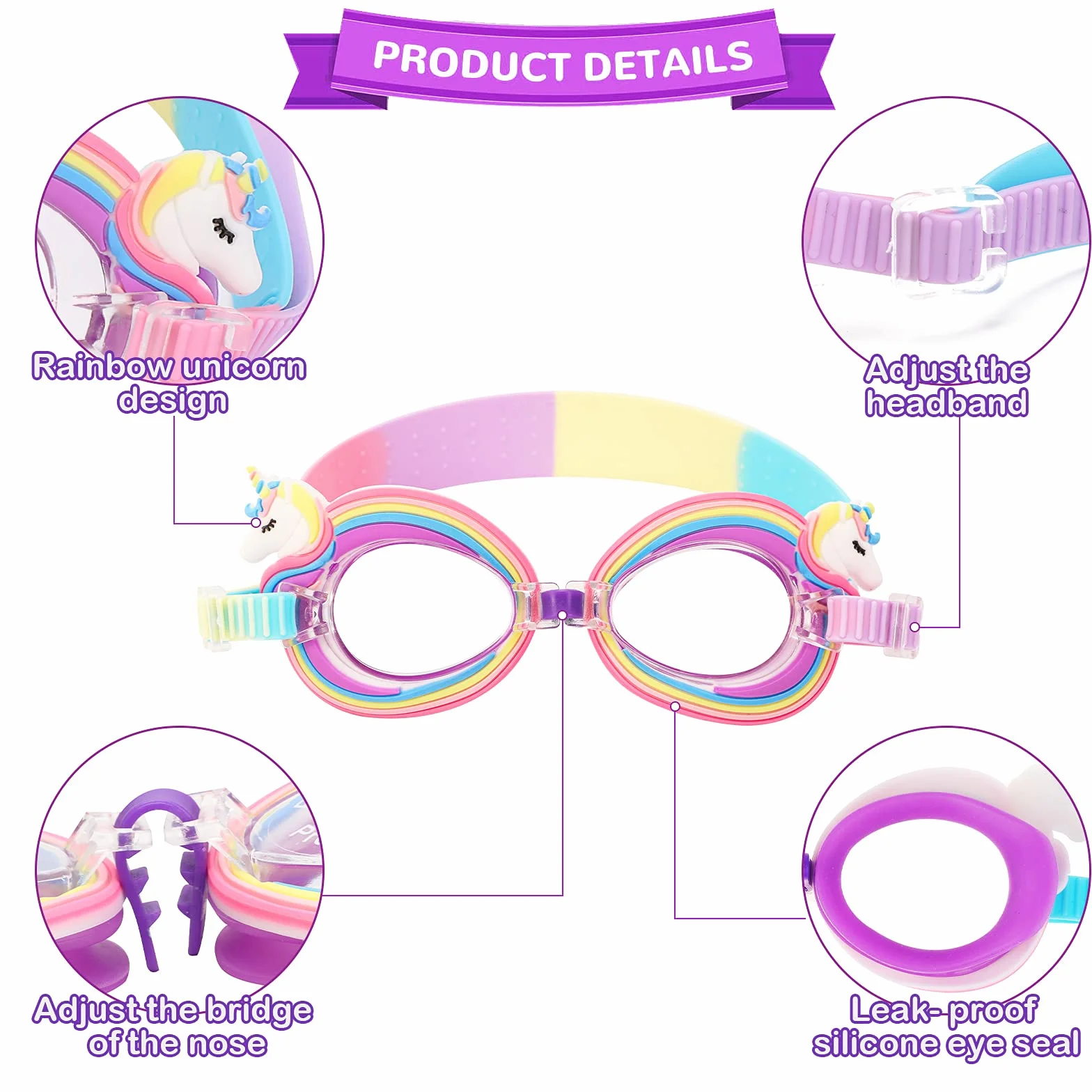 HIFOT Gafas de Natación Protección UV Antiniebla Sin Fugas para Niños Niñas