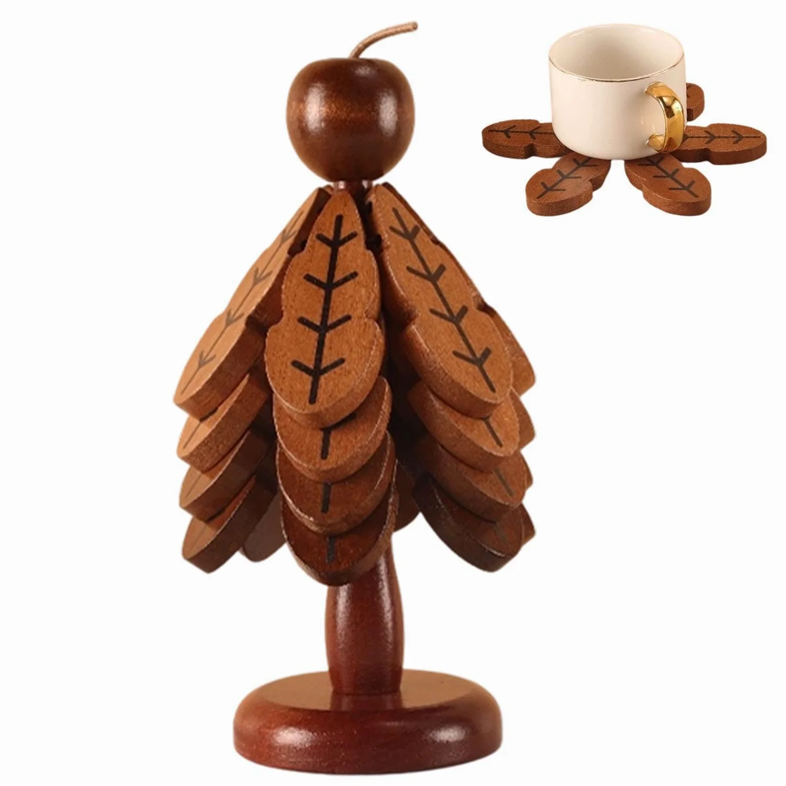 Set Salvamanteles Árbol De Madera Posavasos Navideño Aislante Decoración De | Set De Posavasos Árbol Para Mesas De Centro, Platos Calientes, Ollas, Sartenes, Tazones, Bebidas, Teteras, Cocina