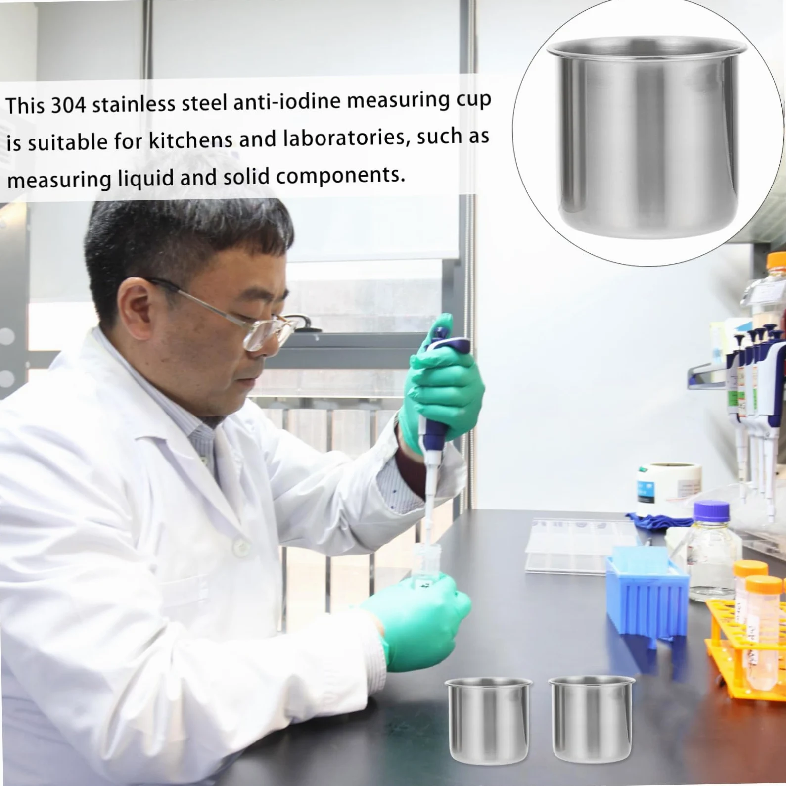 COLLBATH 6 Piezas Vasos Medidores de Inoxidable sin Resistentes al Reutilizables para Medicina y Muestras