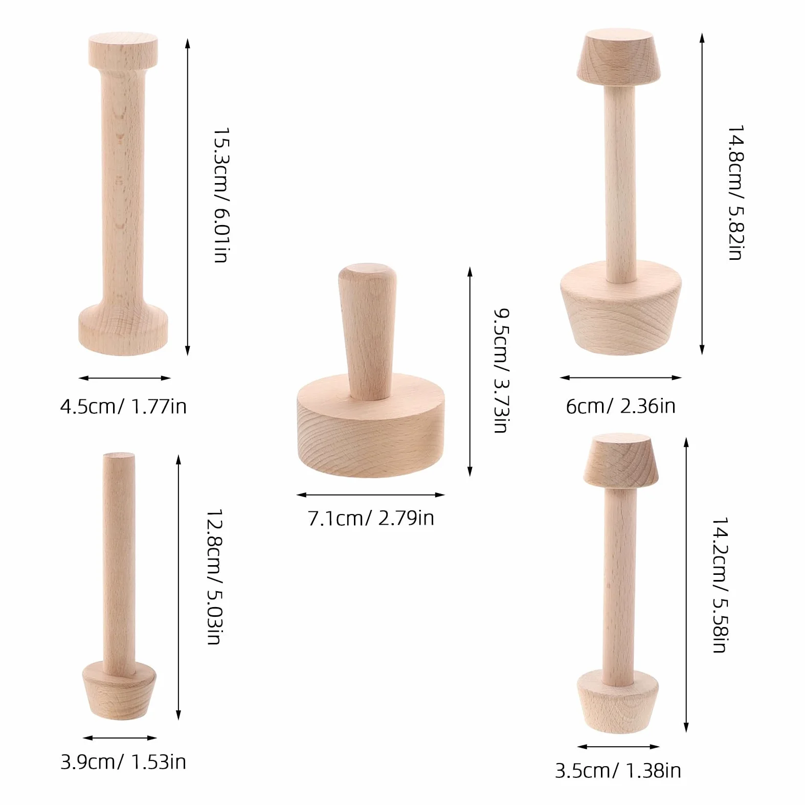 Set de 7 Moldes para Tarta de Huevo de Madera Robusta Diseño Doble Cara, Fácil de Limpiar, Adecuado para Fiestas y Pequeñas Pastelerías