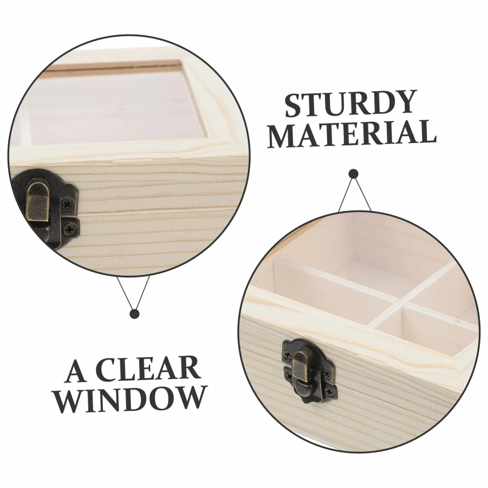 SHOWERORO Caja Organizadora Madera con Ventana Transparente y Cuatro Compartimentos Almacenamiento Multifuncional para Bolsitas Café para Cocina y Oficina