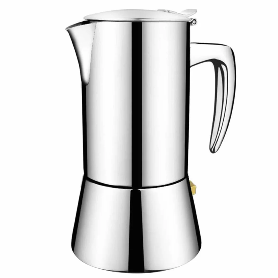 Cafetera Italiana de Acero Inoxidable 200ml Mango Antiquemaduras, Apta para Estufas de Inducción, Adecuado para Uso en Casa o Cafeterías