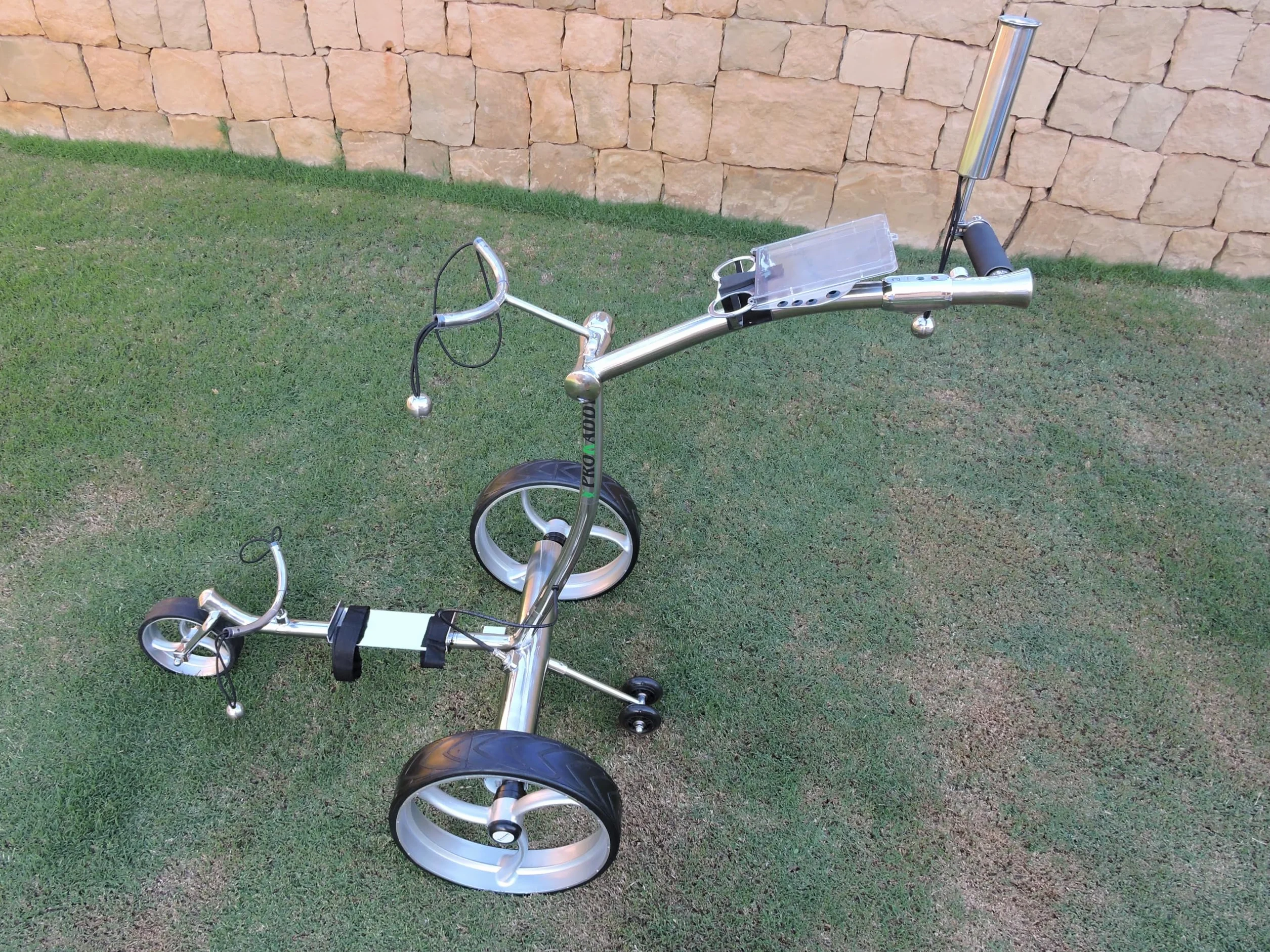 Carro de Golf eléctrico Acero Inoxidable Modelo G7R 24V 15Ah Batería Litio Mando Distancia USB