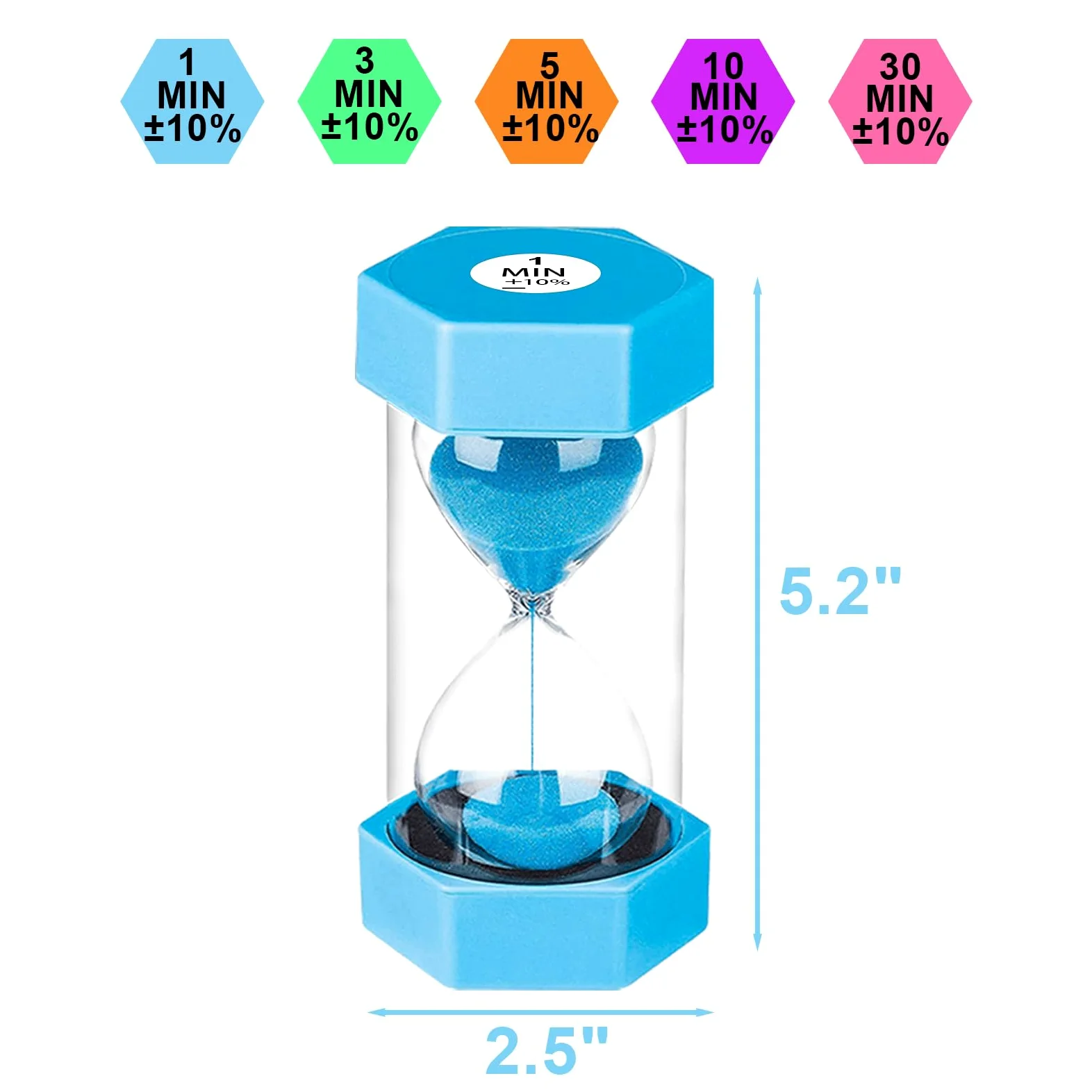 SuLiao Reloj de Arena para niños, Reloj de Arena Colorido de plástico para Aula, Juegos, decoración, Paquete de 5