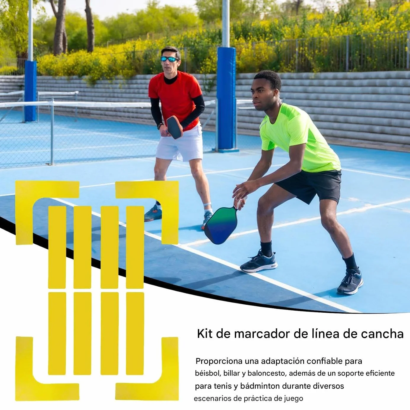 Kit de Líneas para Pistas de Pádel | Marcadores Desplegables para Delinear Pistas | Accesorios Deportivos Portátiles Resistentes al Viento