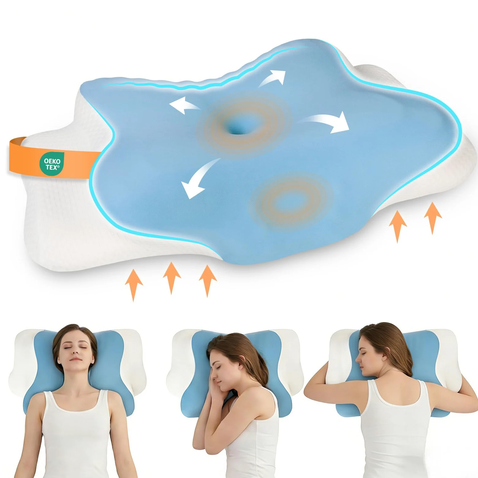Cozary Almohada Cervicales y Cuello, Almohada Cervical de Espuma Viscoelástica, Almohadas Ergonómica para Dormir de Lado y Boca Arriba