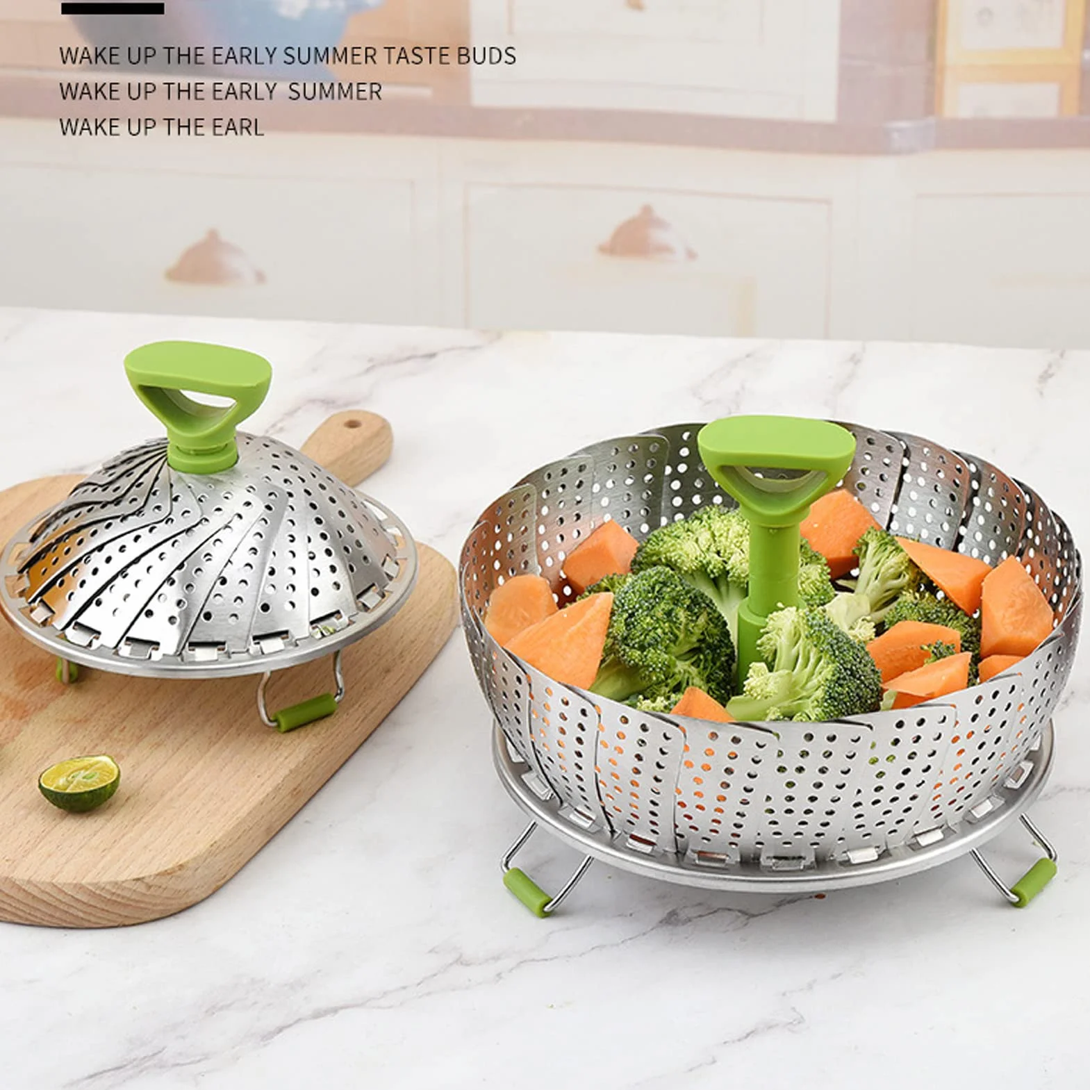 Cesta de Vapor Rejilla de Vapor Plegable Multifunción Accesorio de Utensilios de Cocina de Vapor Retráctil de Acero Inoxidable para Cocinar Al Vapor Verduras Bollos Mariscos(Small)