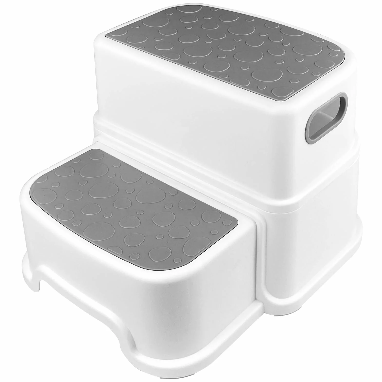 Maxentico 2 Peldaños Escalón Infantil Antideslizante Taburete Baño Niños Escalera Cama WC Cocina Gris