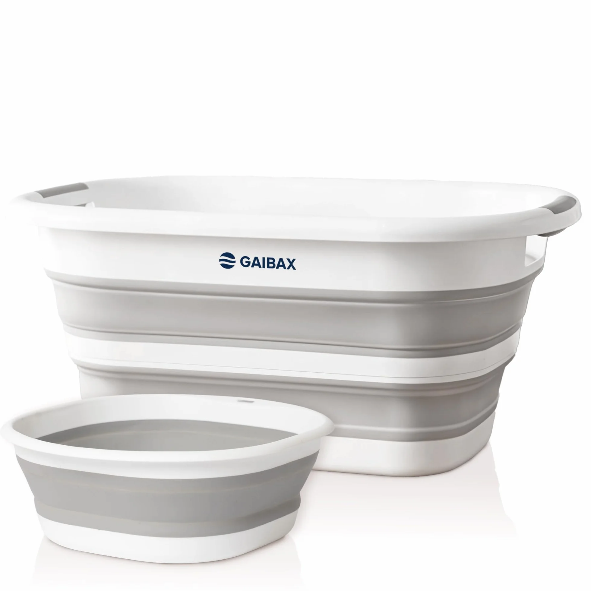 Cesto Ropa Plegable de Colada | Barreño Plegable Incluido | Blanco/Gris | Gran Capacidad 26L | Cesta Multiuso para Colada y Almacenaje | Diseño Compacto Ahorra Espacio en Hogar y Camping (Blanco/Gris)