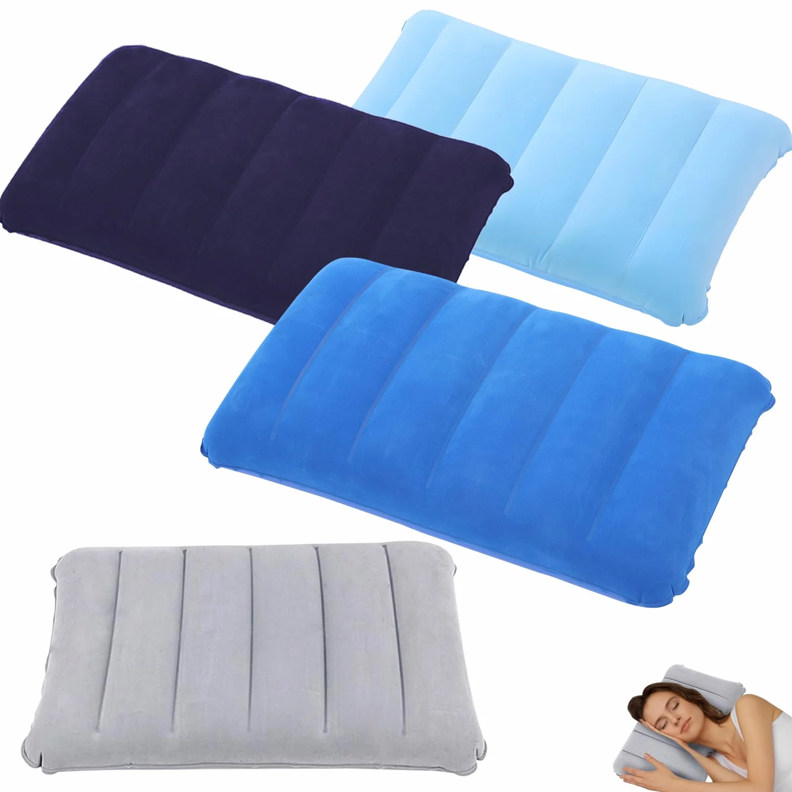 Almohada Hinchable 30x47cm Impermeable Juego de 4 para Viaje Playa