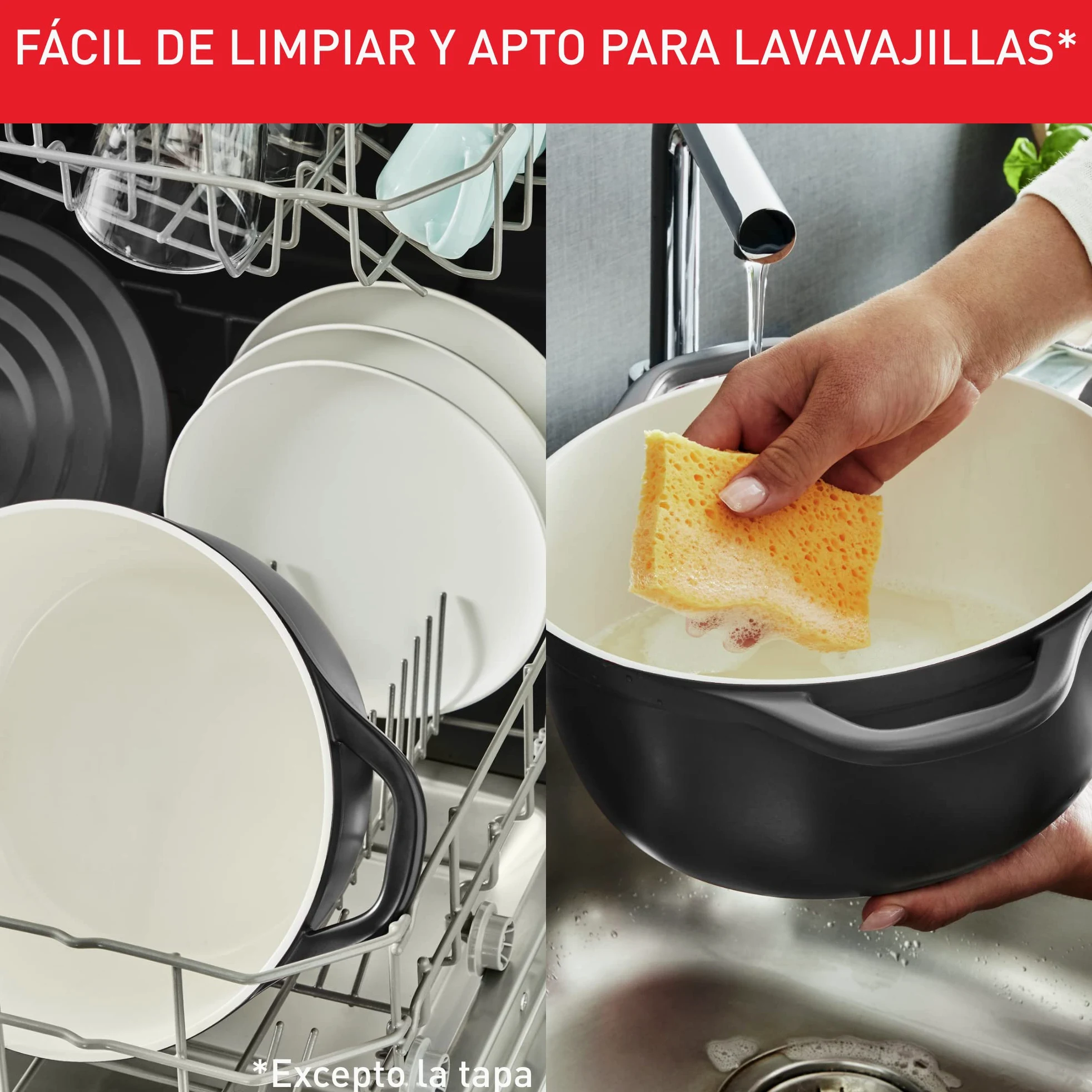 Tefal Cocotte Air 24 cm - cazuela de aluminio fundido de 4,7 L de capacidad, revestimiento cerámica, resultados tiernos, apto para horno y cocinas convencionales, incluso inducción, apto lavavajillas