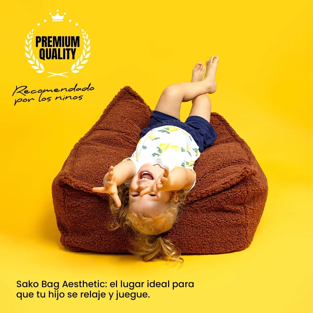 MEOWBABY Puff Cuadrado para Niños, Beanbag, Estética Pana, Turquesa