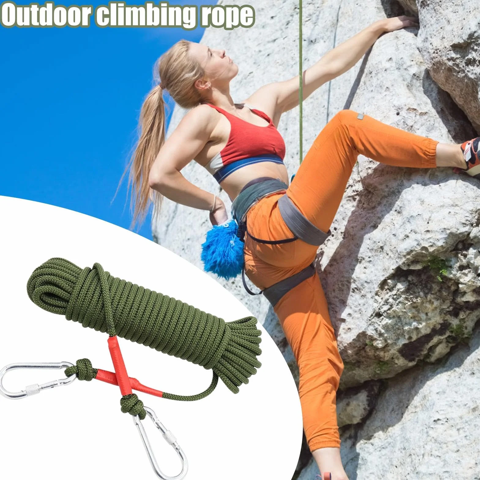Cuerda De Escalada Estática 5 Metros Nylon para Seguridad Y Rescate Equipo De Tracción Exterior