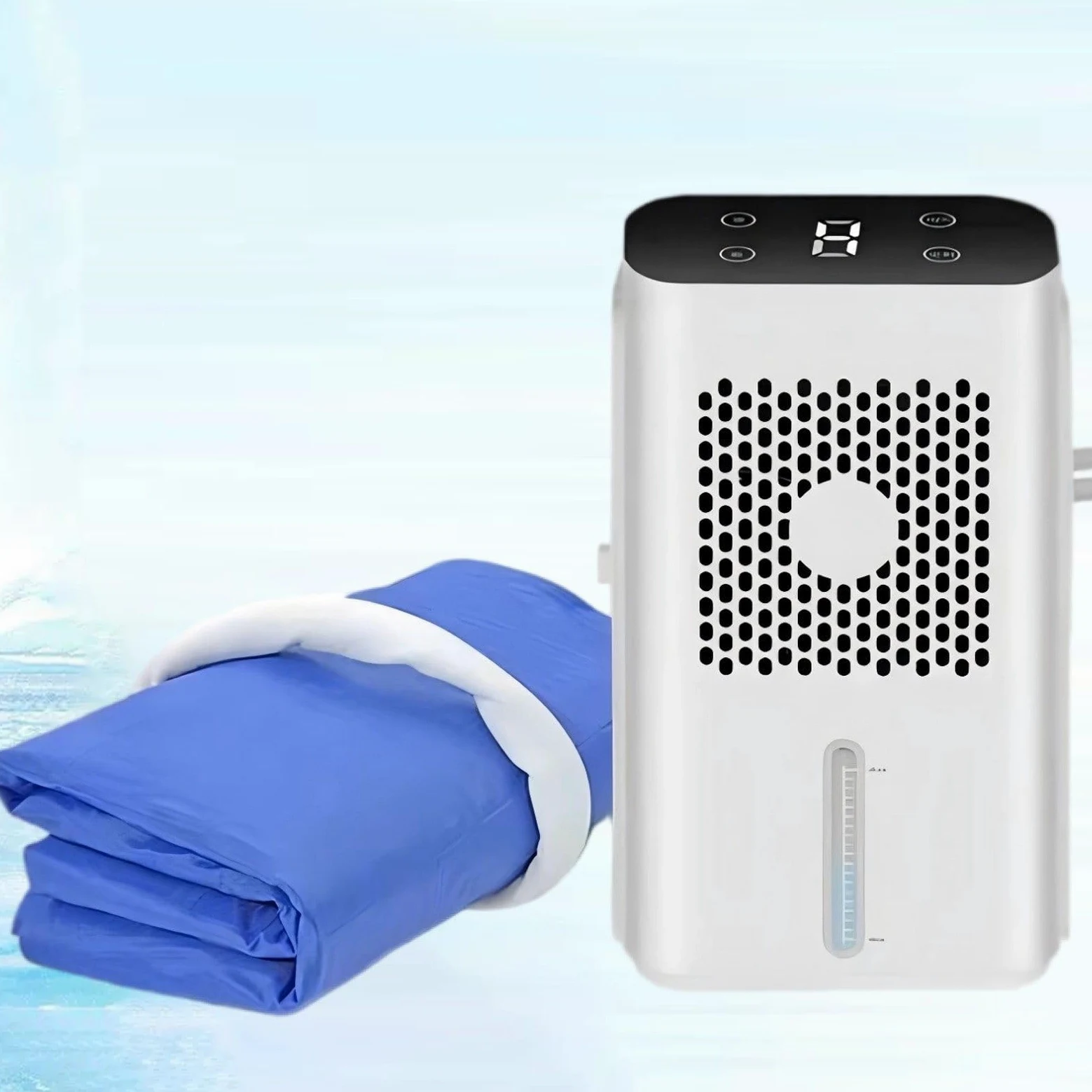 Almohadilla de Enfriamiento de Colchón de Agua, Sistma de Enfriamiento de Cama, Enfriador de Cama de Agua con Viento Ajustable, Ideal para Quienes Sudan por la Noche Single-Bed