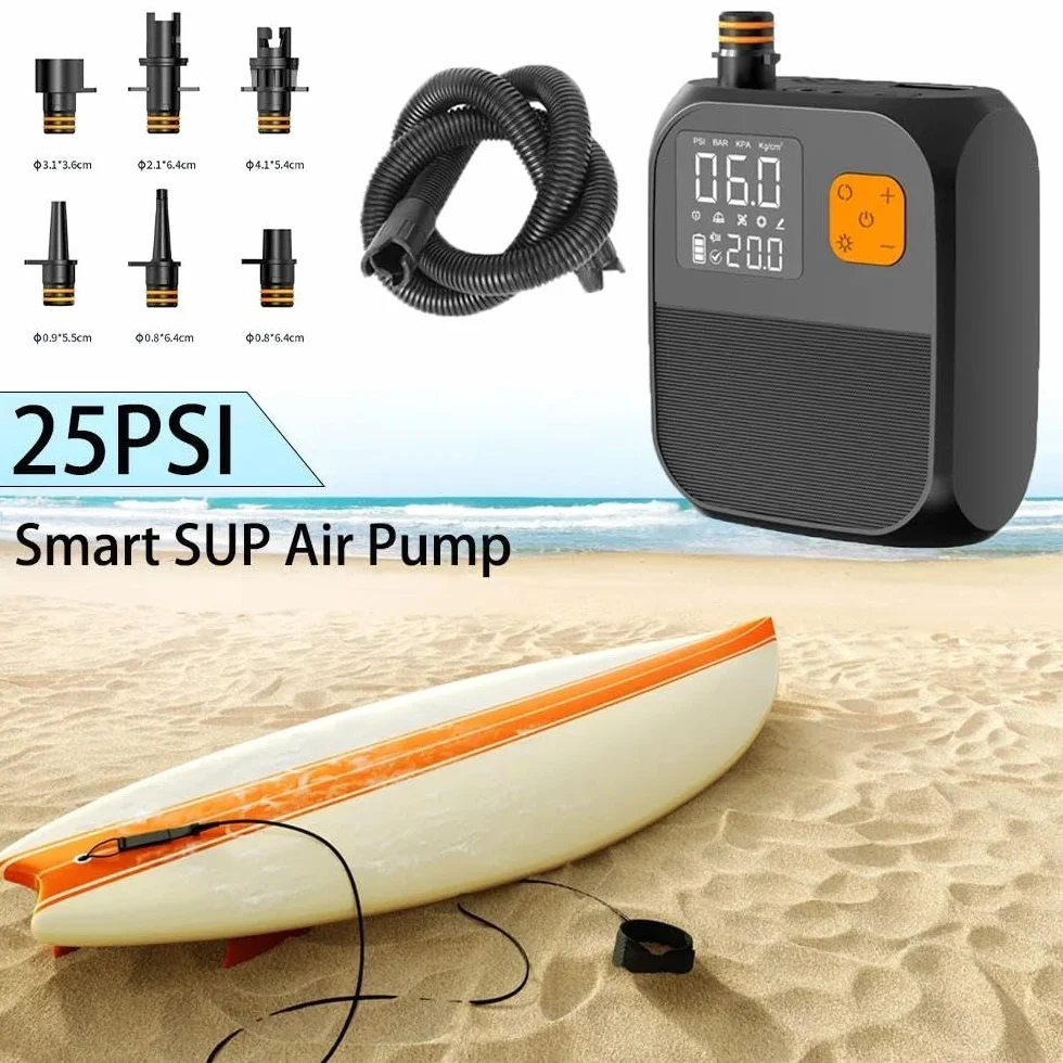 Bomba de pádel eléctrica inalámbrica 8000mAh 25 PSI LED Negro
