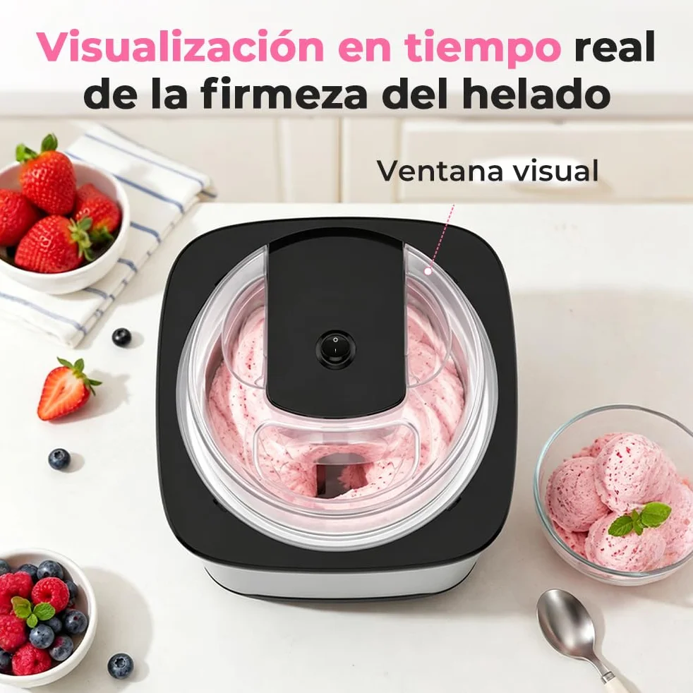 Maquina Hacer Helados 2L Máquina para Hacer Helados Maquina de Helados Profesional Sorbete y Yogur Congela en 30 Minutos, Maquina Helados Soft