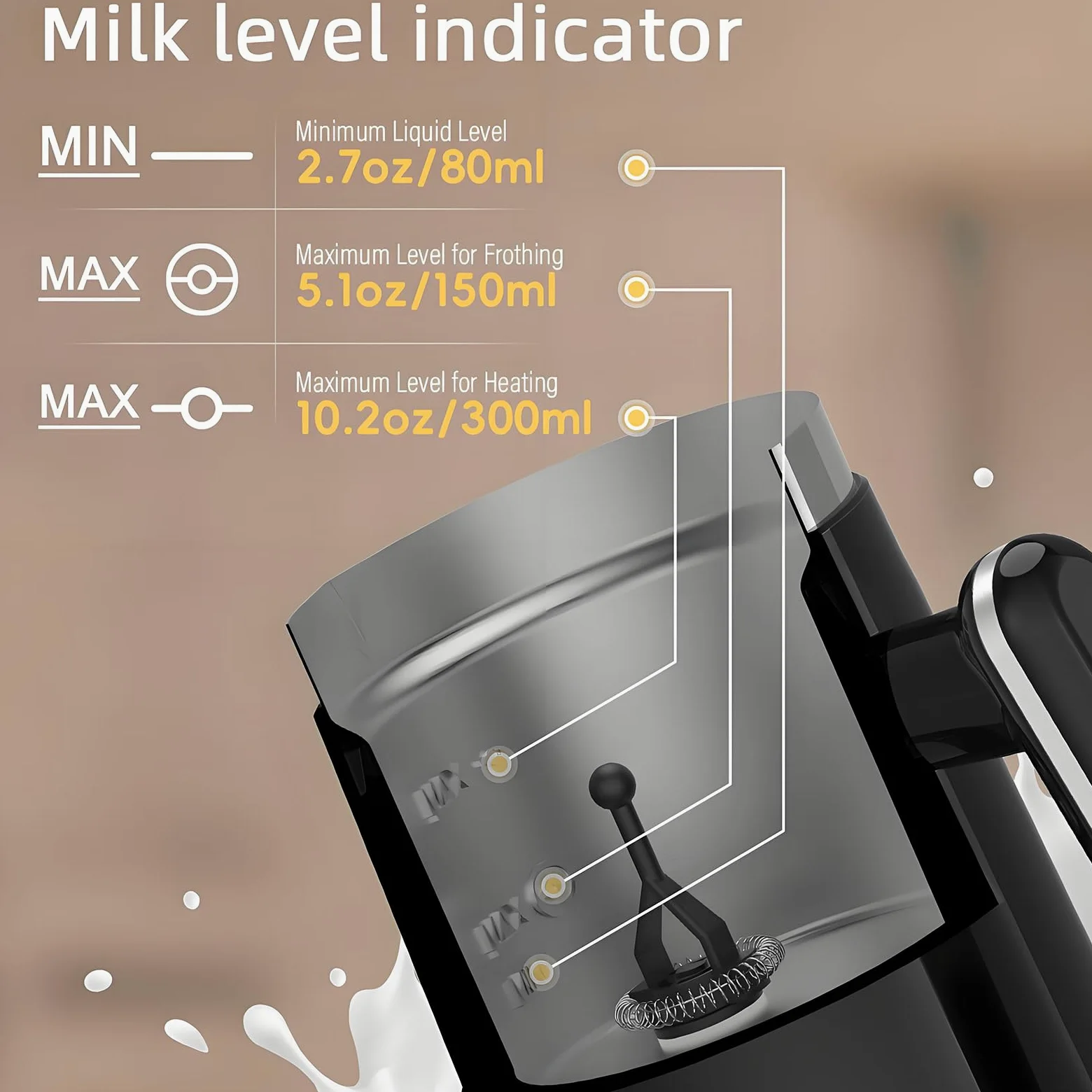 El Ritmo De Leche Eléctrica, El Frito De Leche 4 En 1 Y El Vapor con Batidora, Fabricante Automático De Espuma Caliente/fría Y Calentador De Leche para Café con Leche, Cappuccinos, Macchiato, Leche