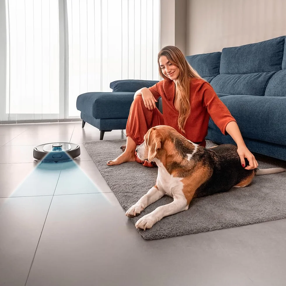 Cecotec Robot Aspirador Conga 9990 AI Spin Revolution Ultra Power Home, 10.000 Pa, Navegación láser, Base de autovaciado, Inteligencia Artificial, Evita Objetos, Control App, 240 min Autonomía