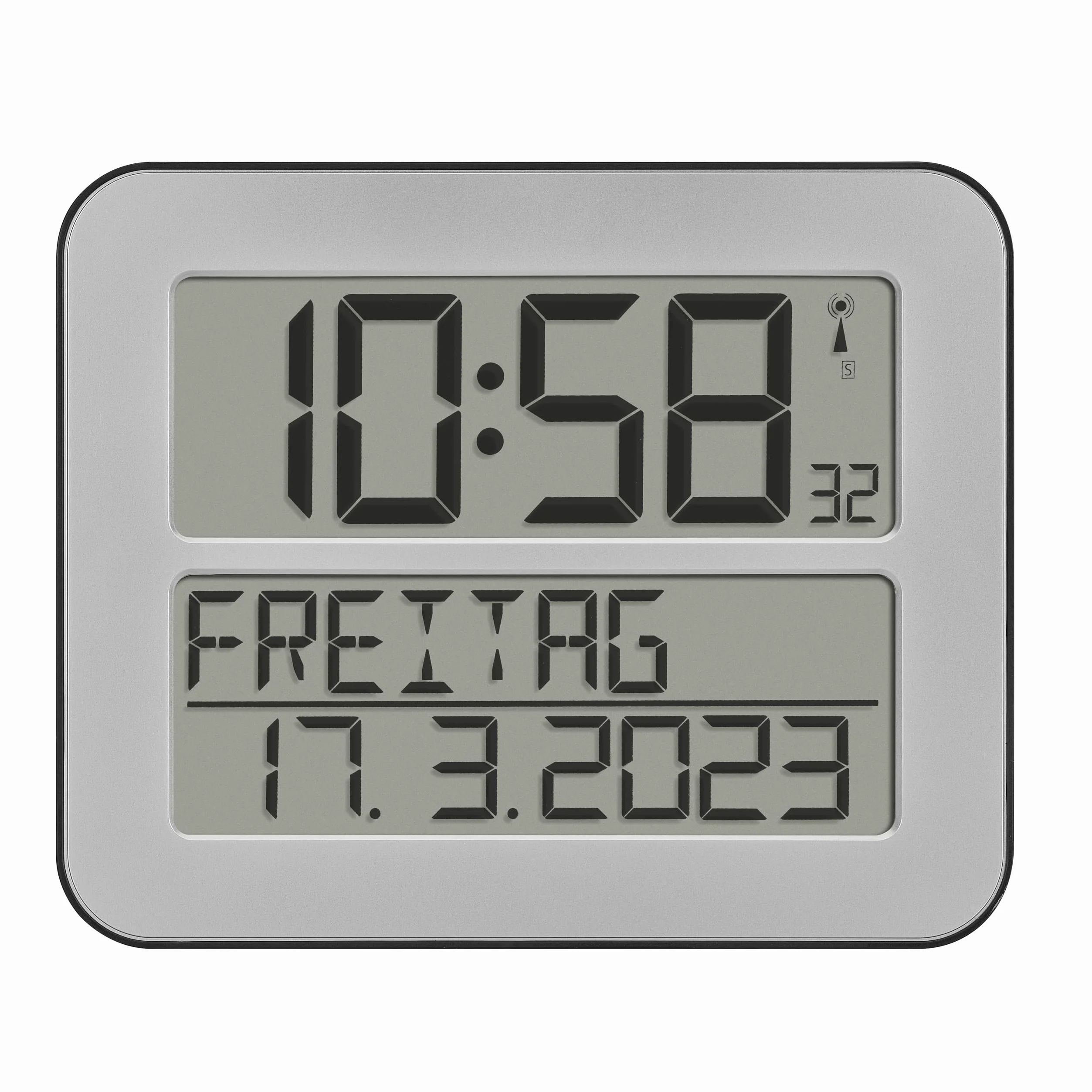 TFA 60.4512.54 - Reloj Digital Mural, Color Plata