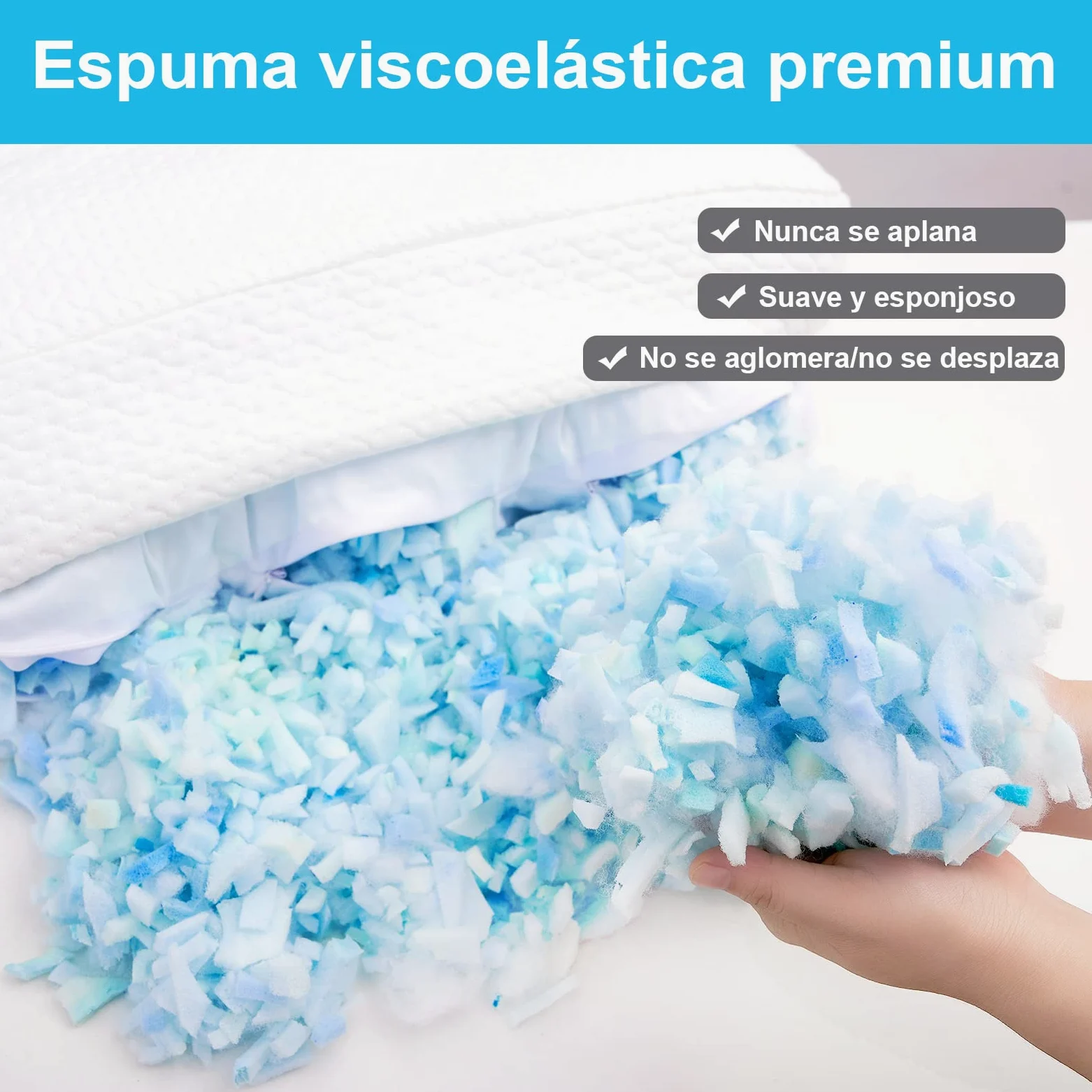 Clieey Almohadas para Dormir de Lado Espalda Estómago Antiarrugas Anti Envejecimiento con Gel y Espuma Viscoelástica Triturada para Aliviar el Dolor de Cuello