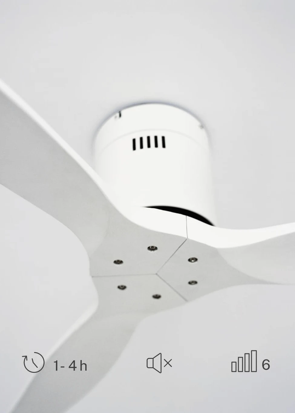 CREATE / WINDCALM/Ventilador de techo ABS blanco con controlador y mando / 40W, Silencioso, Ø132 cm, 6 velocidades, temporizador, función verano-invierno