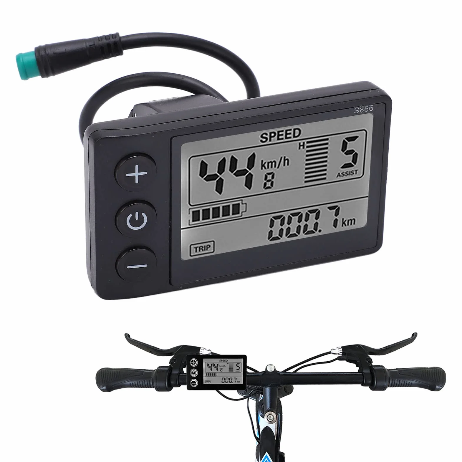 Pantalla LCD S866 para Bicicleta Eléctrica 24V 36V 48V Impermeable