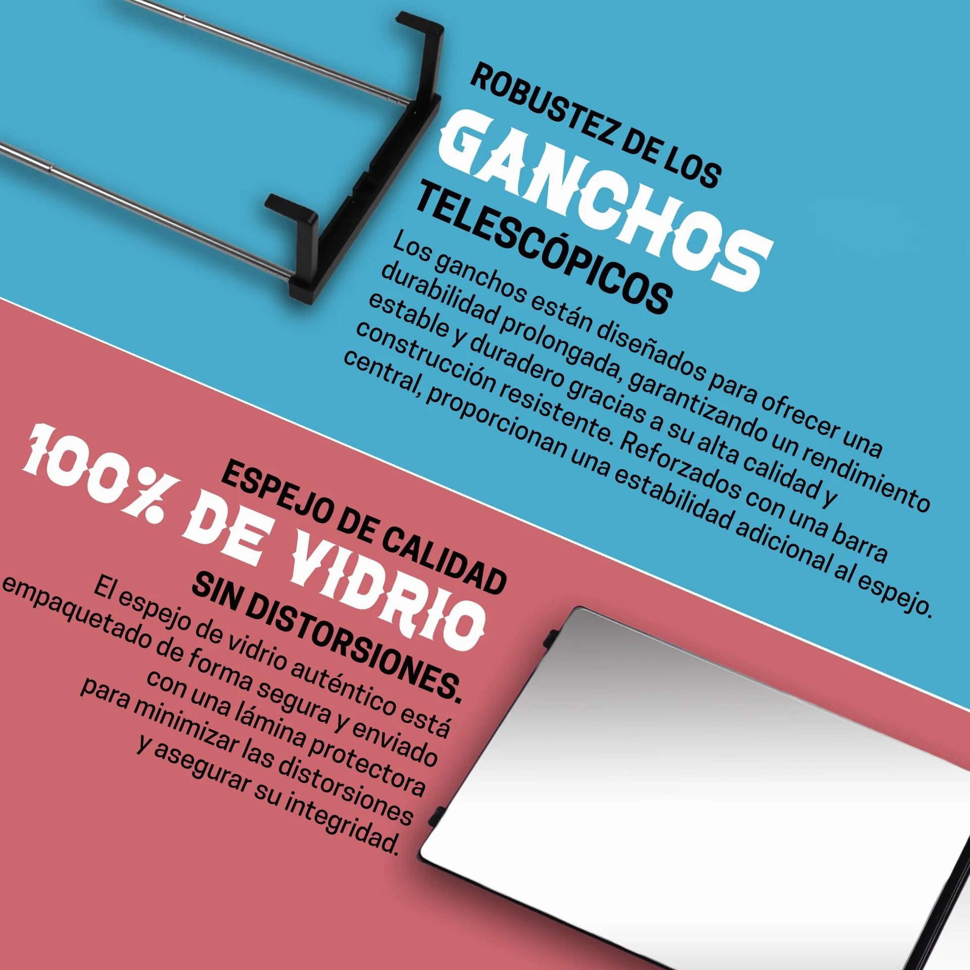 Espejo de 360 grados con Ganchos Telescópicos Ajustables para Cortes de Cabello para Hombres