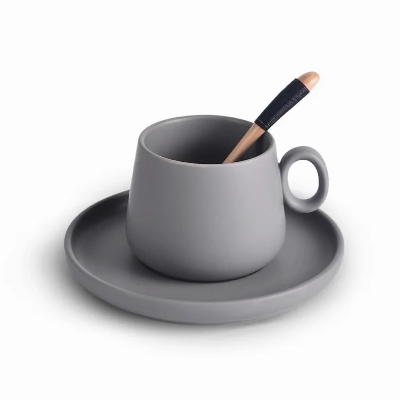 Tazas de Cafe,Coffee Mug Tazas de café cerámica Juego tazas Taza capuchino simple leche con flores vaso té(WHITE)