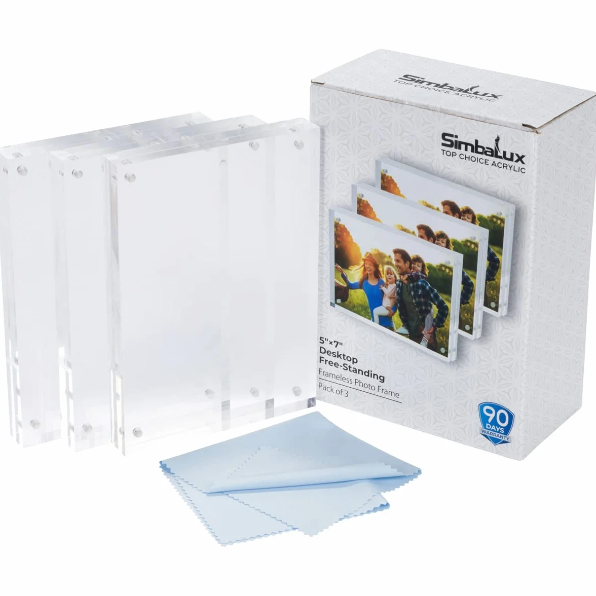 SimbaLux Marco Fotográfico Acrílico Magnético 12,7x17,8 cm, Paquete de 3 | Transparente como el Cristal, Doble Cara Sin Marco para Exhibición, Autoportante, Fácil de Cambiar