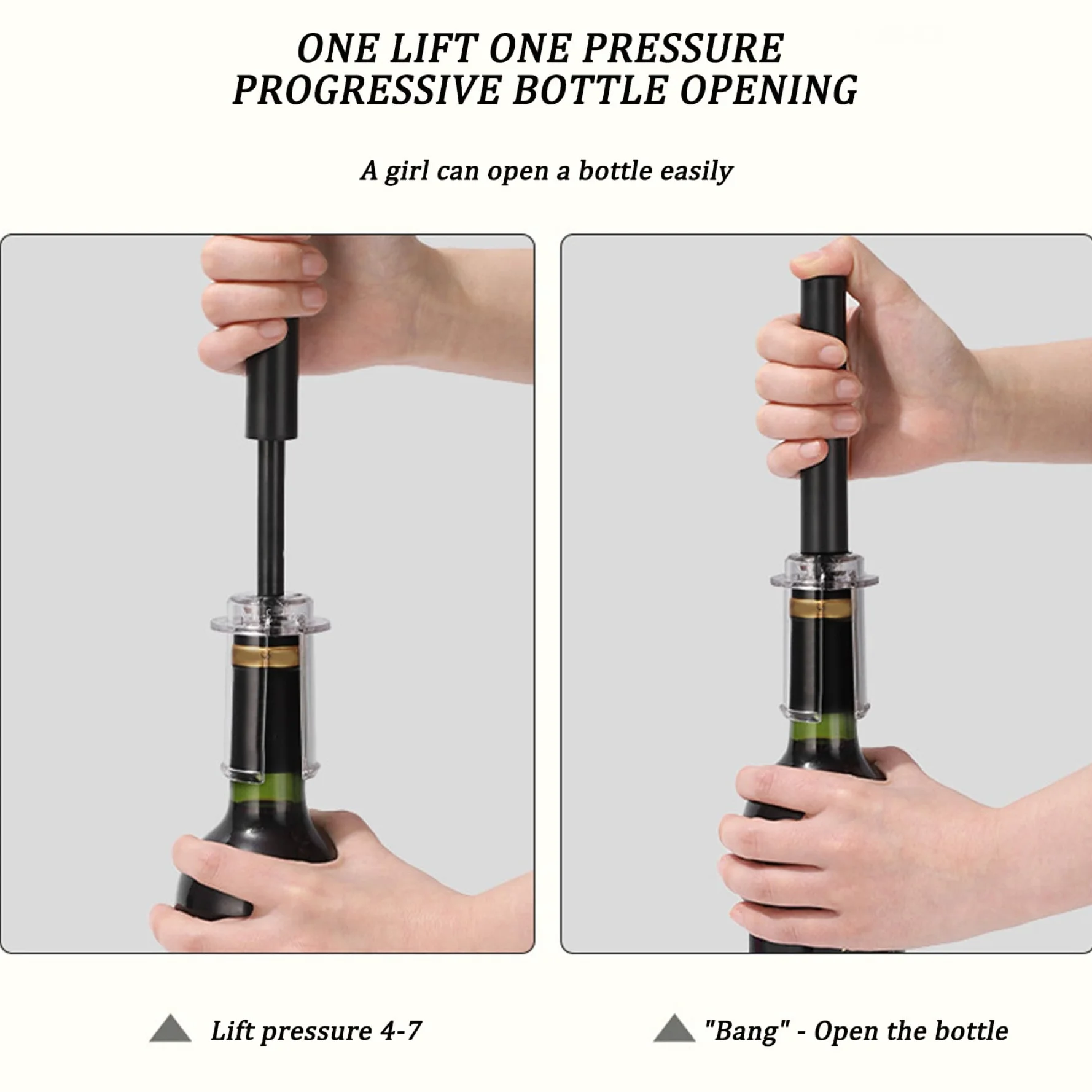 Abridor de Botellas de Vino, Bomba autocentrante para abridor de Vino, Manual de presión de Aire fácil de Usar para Corcho Rojo