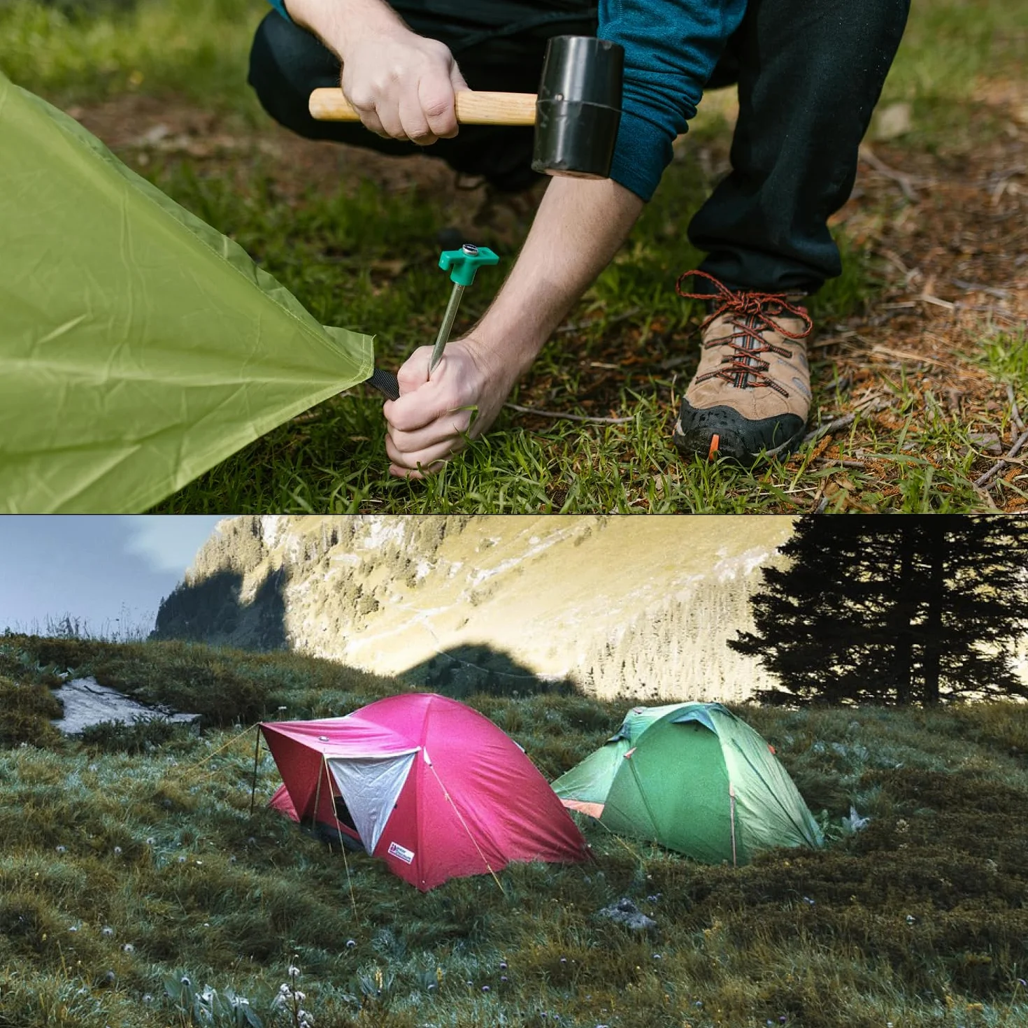 Piquetas de Acero para Carpa com-four 16x - Estacas Largas y Duraderas con Montaje de Plástico para Acampar