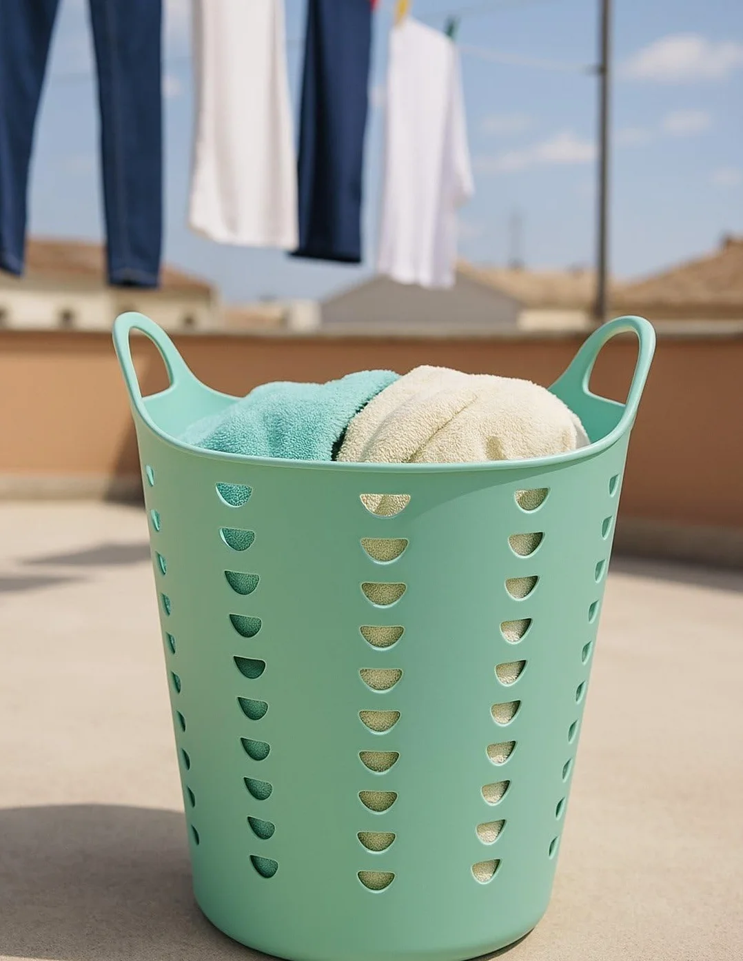 JARDIN202 - Cesto Ropa Sucia 60L y 26L con Agujeros Triangulares | Cesta Colada Moderna | Gris, Azul o Verde | 60 litros (Verde)