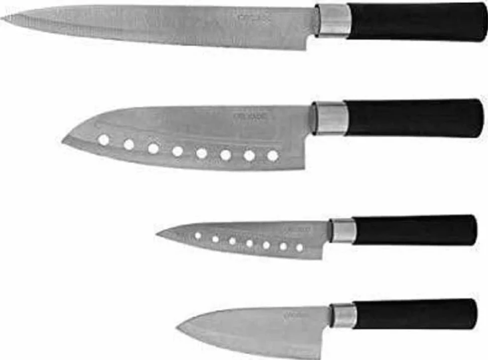 Cecotec Set de cuchillos multiusos Santoku. Filo de grosor de 2mm - Cuchillo picador y para trinchar de chef - Presentación en Estuche