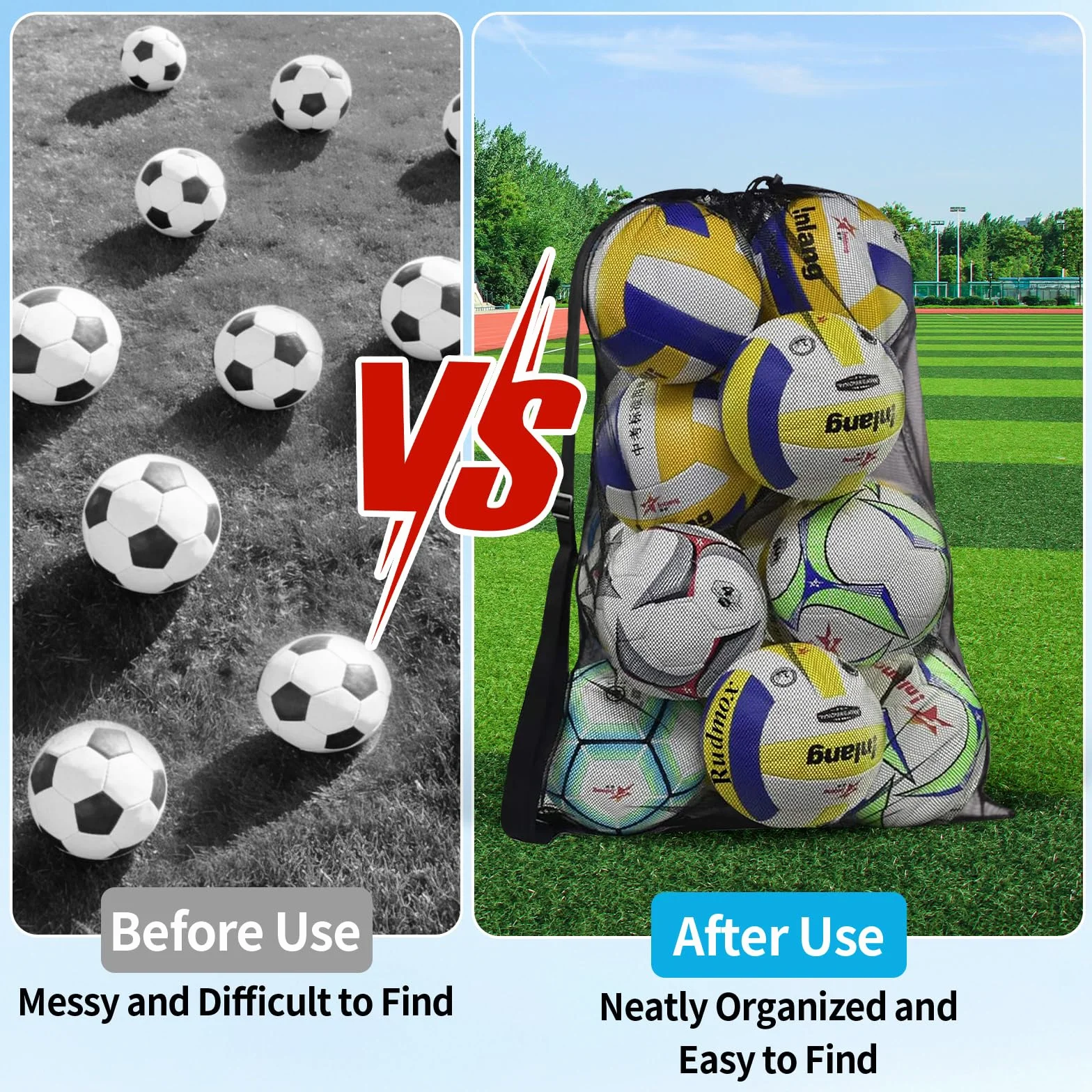 Saco de Pelotas Grande, Bolsa de Almacenamiento para Baloncesto, Soccer, Rugby y Voleibol