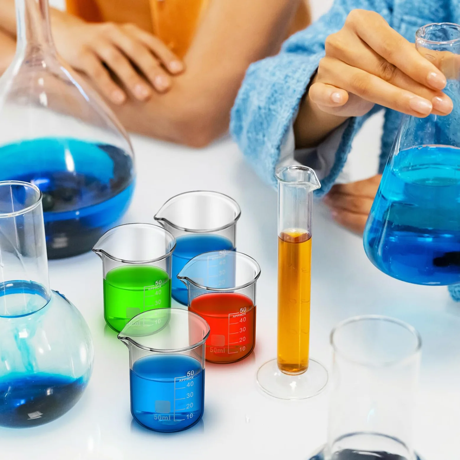 Sewroro 20 Vasos Medidores de Vidrio Borosilicato 50 Ml Resistentes y Estables para Suministros de Laboratorio Uso Versátil y Diseño Simple y Elegante