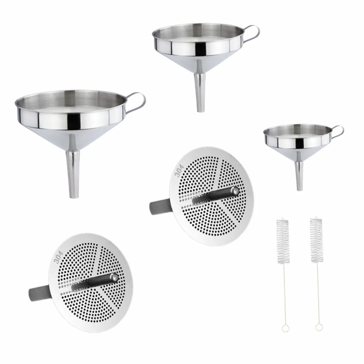 Juego de Embudo de Cocina de Acero Inoxidable Mango Lateral y Filtro Desmontable para Transporte Rápido y Preciso de Líquidos Hogar