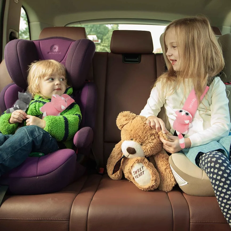 URAQT Almohadillas Cinturon Coche Niños, 2pcs Protector Cinturon Coche, Almohadillas para Cinturón de Seguridad de Viaje, Funda Cinturon Coche para Adulto Niños para Protegen Hombro Cuello