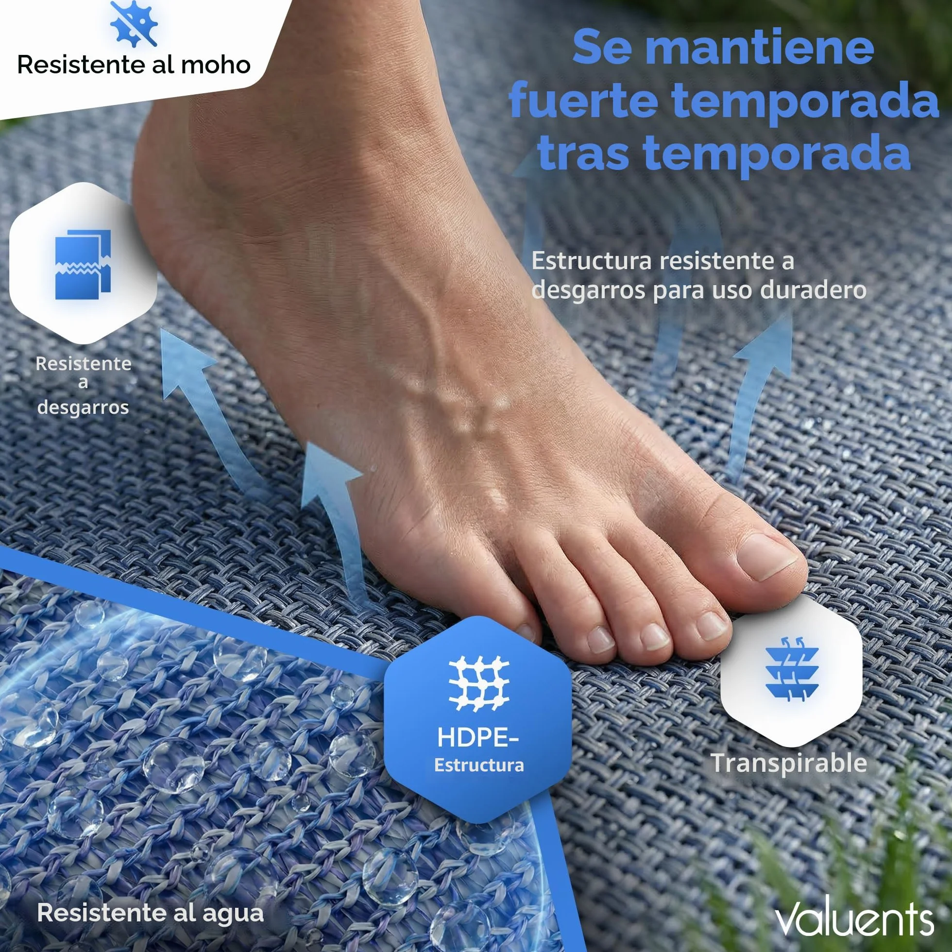 Alfombra para tienda de campaña azul gris varios tamaños camping exteriores incluye bolsa de transporte tendedero